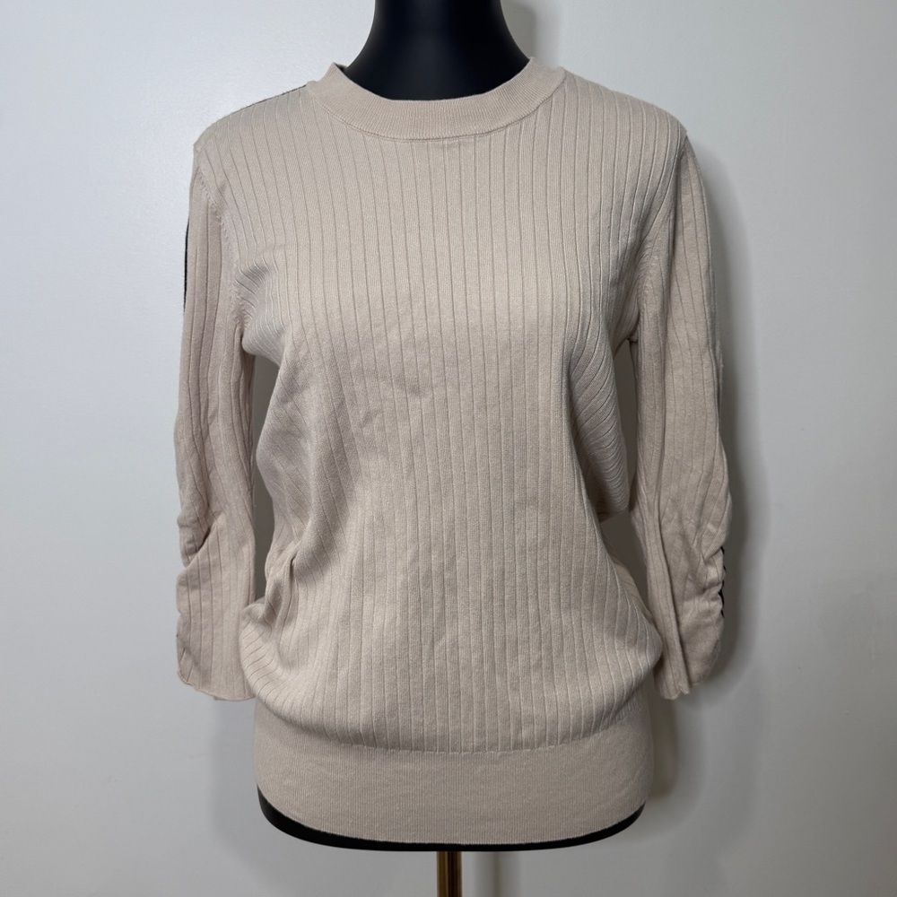 Alfani Beige Ribbed Knit‎ Women’s Top